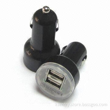 Mini Dual USB Car Charger for Apple's iPhone 4/3G, iPad 2, p1000 and BlackBerry